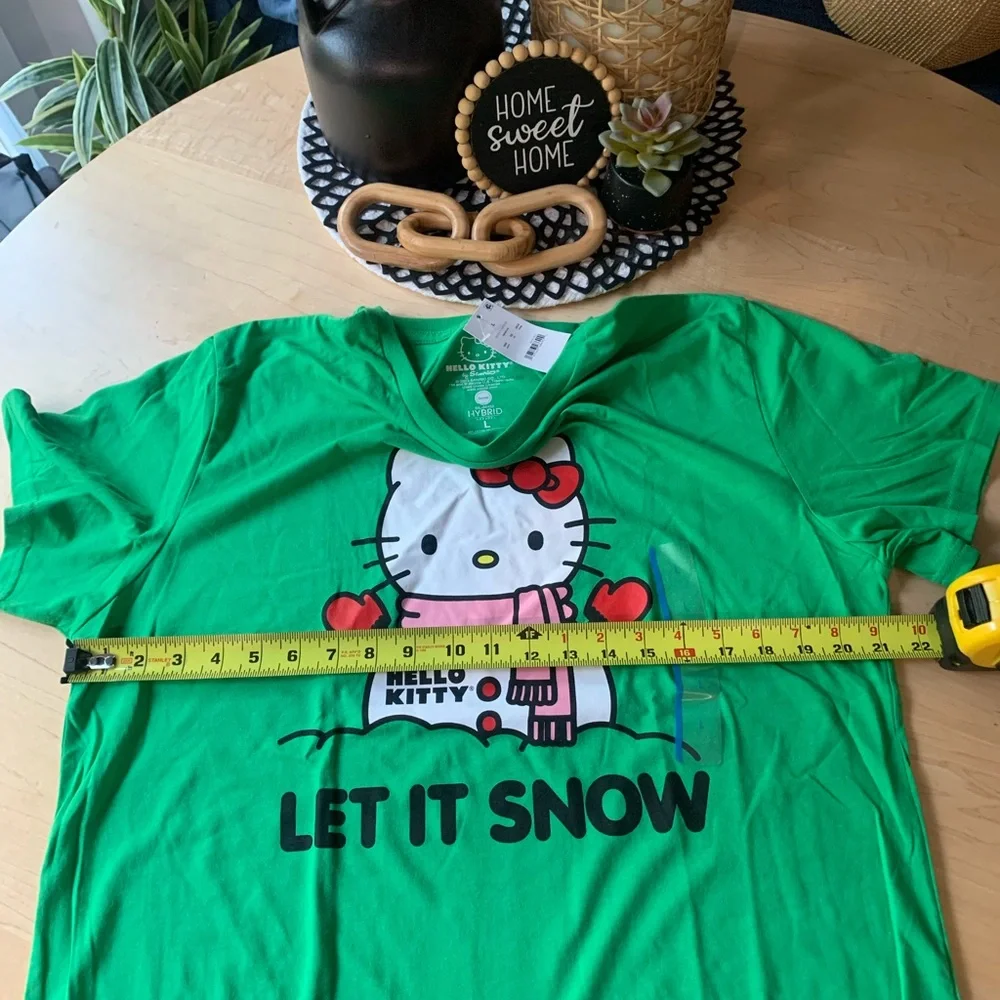 NWT Sanrio Hello Kitty Green Let It Snow Shirt size Large